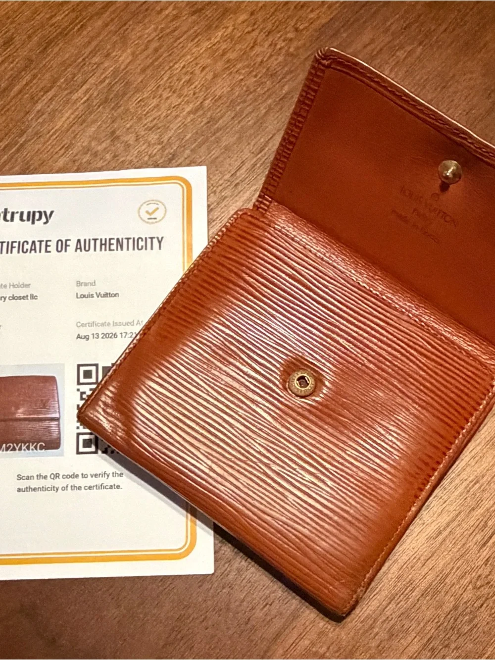 Louis Vuitton Tan Epi Leather Card Holder Wallet